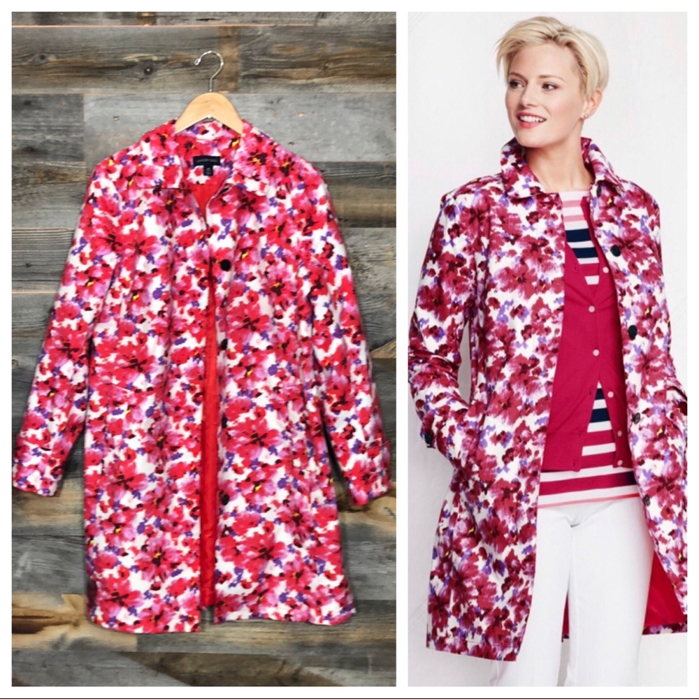 Lands End | Floral Rain Jacket | M 10-12